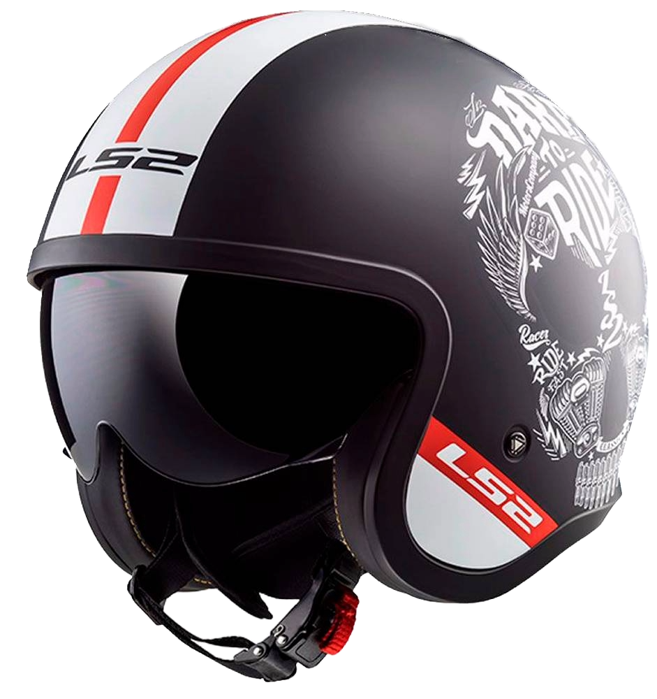 CASCO LS2 OF599 SPITFIRE INKY NEGRO MATE/BLANCO