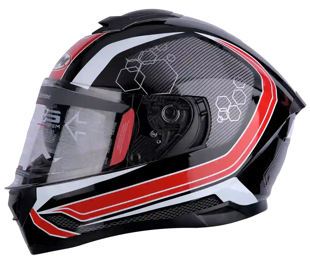 CASCO JHM 802 HEXAGON NEGRO/ROJO - DOT