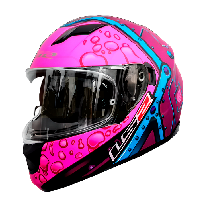 CASCO LS2 FF320 BUBBLE NEON MATE/PURPURA/FUCSIA