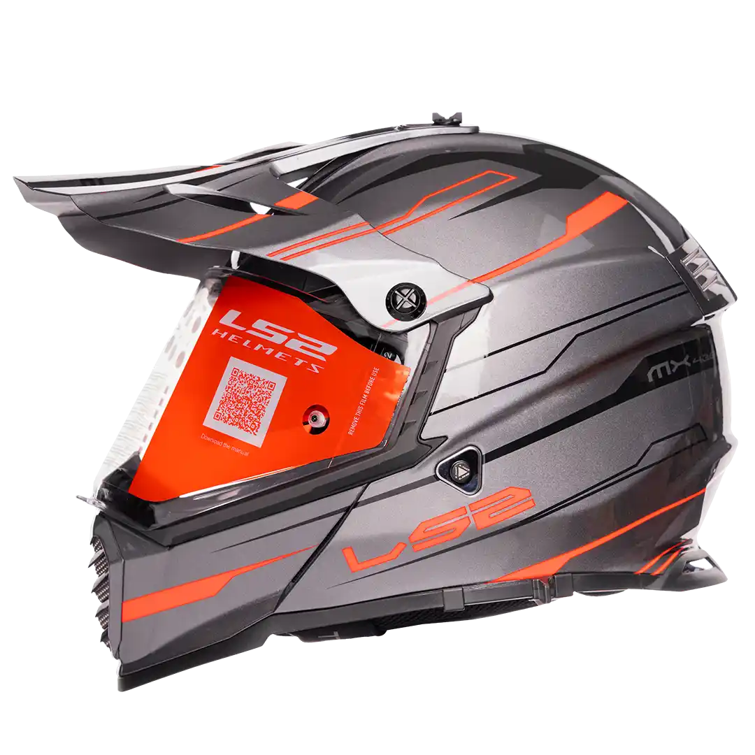 CASCO LS2 MX436 CROSS KNIGHT TITANIO/NARANJA