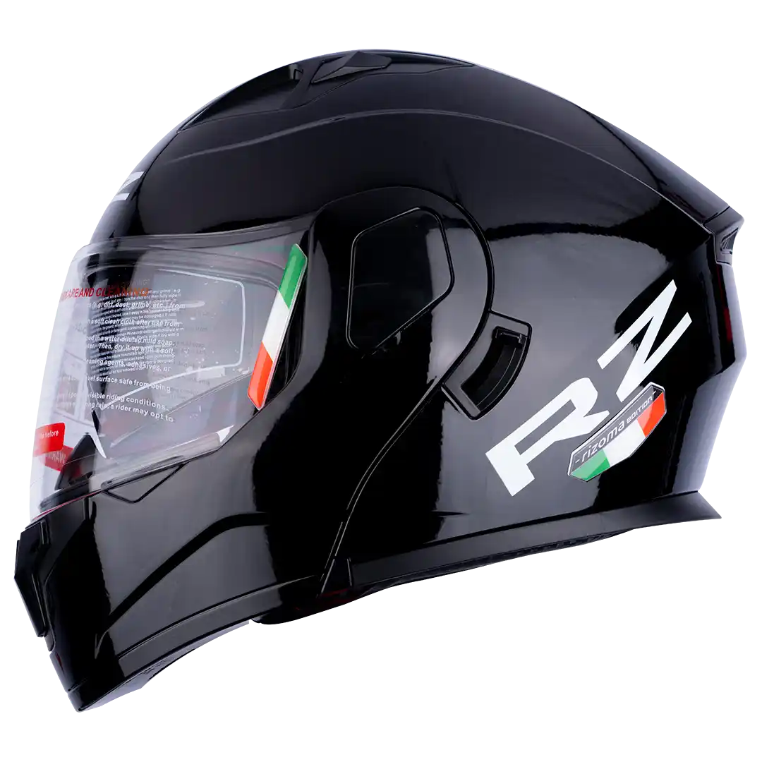 CASCO ABATIBLE RZ DOBLE VISOR NEGRO BRILLOSO