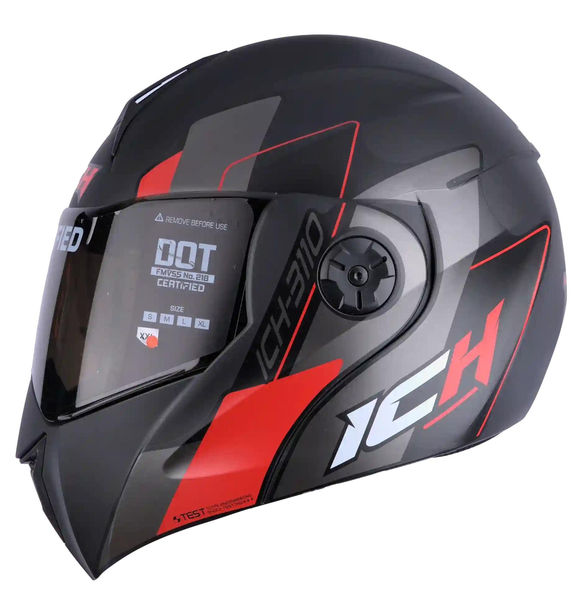 CASCO ABATIBLE ICH 3110 MACED NEGRO MATE / ROJO