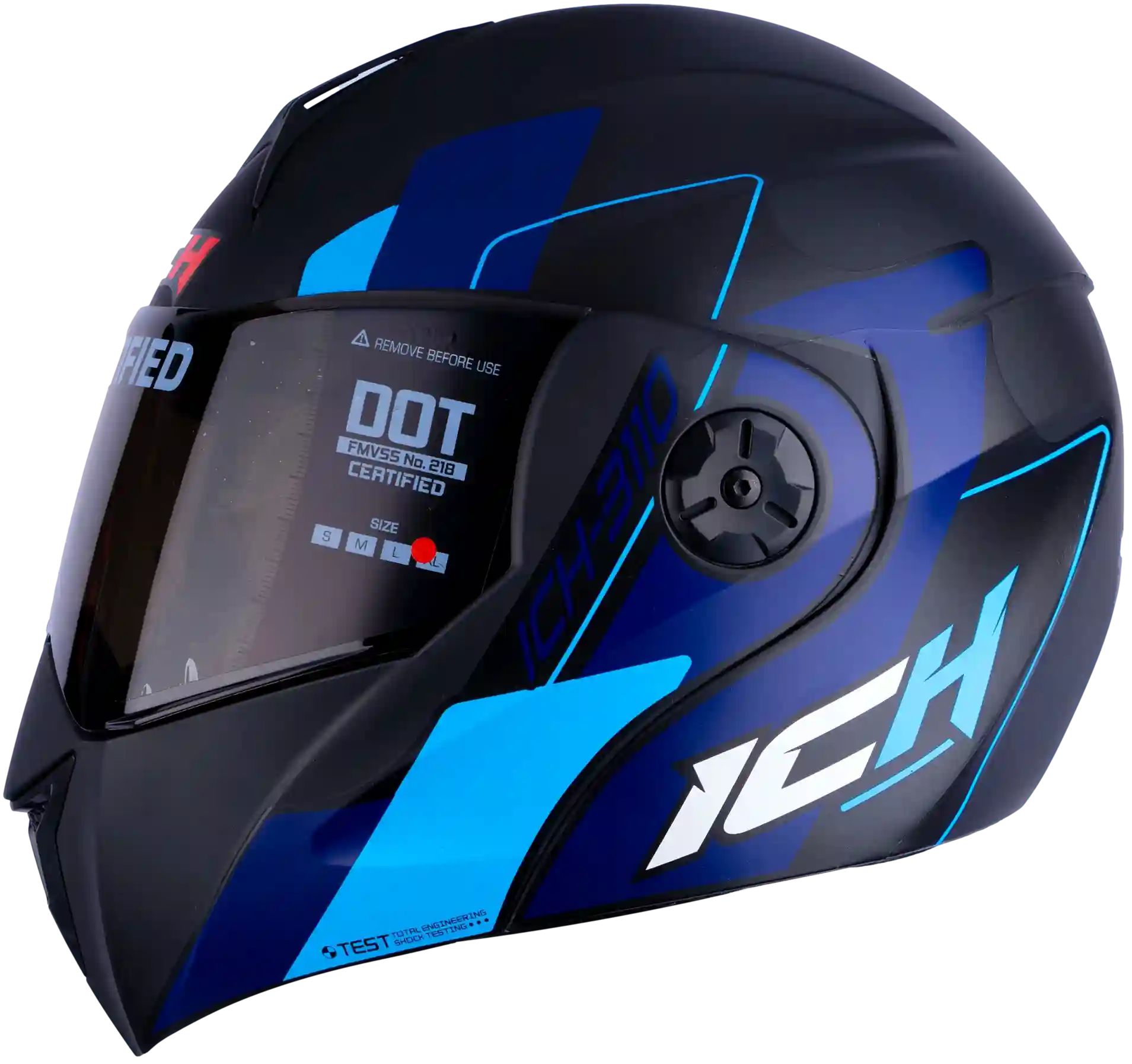 CASCO ABATIBLE ICH 3110 MACED NEGRO MATE / AZUL