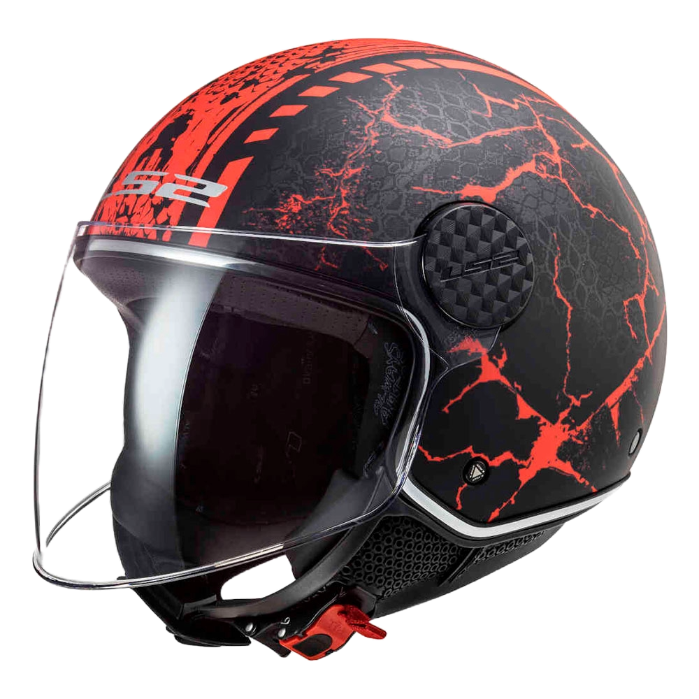 CASCO LS2 OF558 SNAKE NEGRO MATE/ ROJO