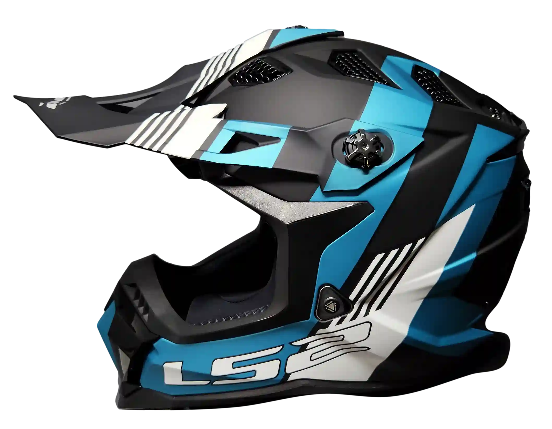 CASCO CROSS LS2 MX700 MAX NEGRO MATE/TURQUESA