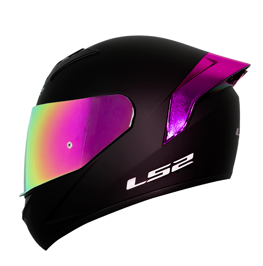 CASCO LS2 NS352 SINGLE MONO NEGRO C/VISOR VIOLETA SPRAY + SP ROSADO 