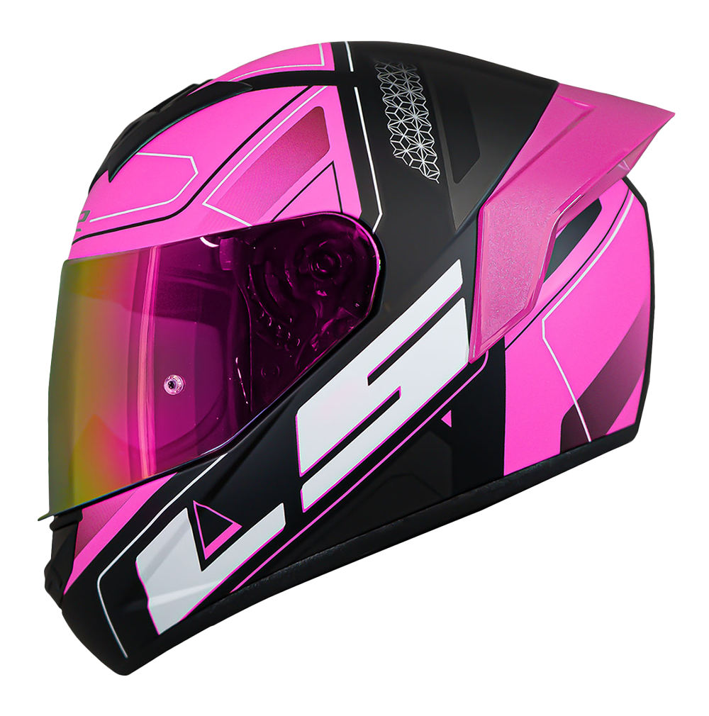 CASCO LS2 NS352 ULTRA NEGRO MATE/ROSADO C/VISOR ROSADO (REVO) + SP ROSADO 
