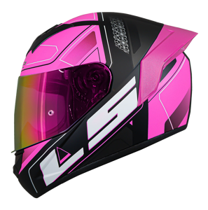 CASCO LS2 NS352 ULTRA NEGRO MATE/ROSADO C/VISOR ROSADO (REVO) + SP ROSADO 