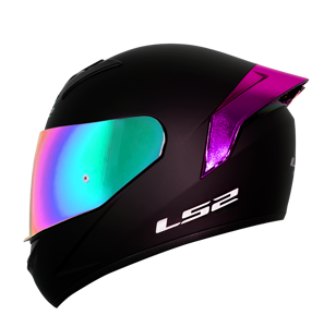 CASCO LS2 NS352 SINGLE MONO NEGRO MATE C/VISOR ARCOIRIS + SP ROSADO 