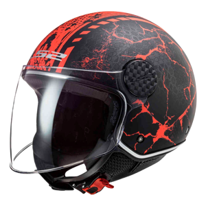 CASCO LS2 OF558 SNAKE NEGRO MATE/ ROJO